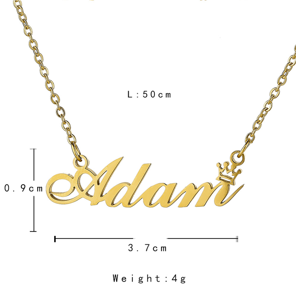 Custom Name Necklace Personalized, 14K Gold Plated Personalized Name Necklace Gold Rose Gold Silver Color Stainless Steel Name Plate Necklace for Women Girls Men, Customized Name Word Necklace