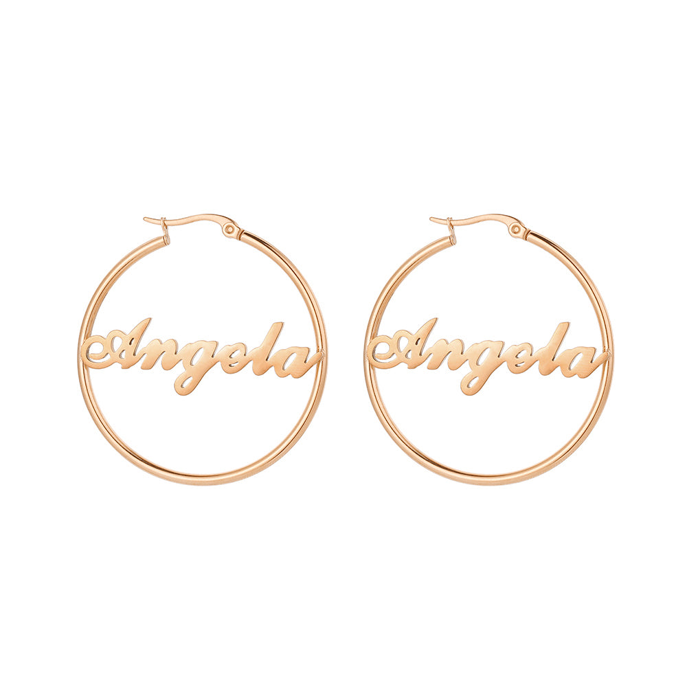 Personalized Gold Name Hoops Earrings for Women Unique Gifts for Her Birthday Mother's Day Thanksgiving Day Christmas 14K Gold Plated Name Jewelry Gifts for Teen Girls