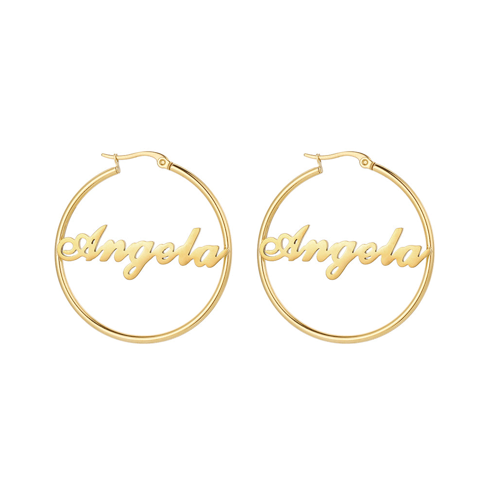 Personalized Gold Name Hoops Earrings for Women Unique Gifts for Her Birthday Mother's Day Thanksgiving Day Christmas 14K Gold Plated Name Jewelry Gifts for Teen Girls