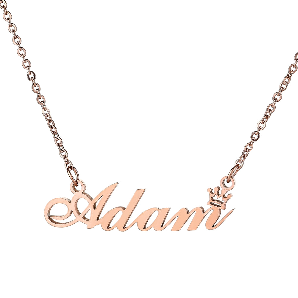 Custom Name Necklace Personalized, 14K Gold Plated Personalized Name Necklace Gold Rose Gold Silver Color Stainless Steel Name Plate Necklace for Women Girls Men, Customized Name Word Necklace