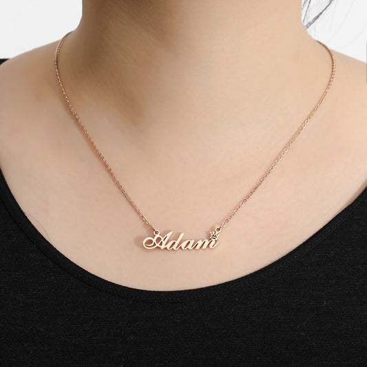 Custom Name Necklace Personalized, 14K Gold Plated Personalized Name Necklace Gold Rose Gold Silver Color Stainless Steel Name Plate Necklace for Women Girls Men, Customized Name Word Necklace